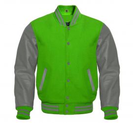 Varsity Jacket Kelly Green Grey